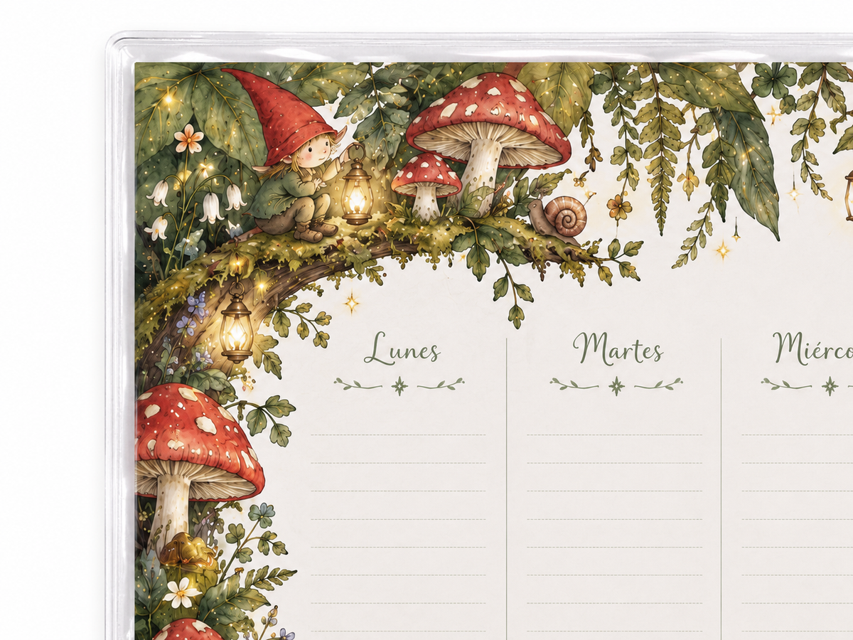 Planner Semanal Duendes y Hongos (para 6 meses)