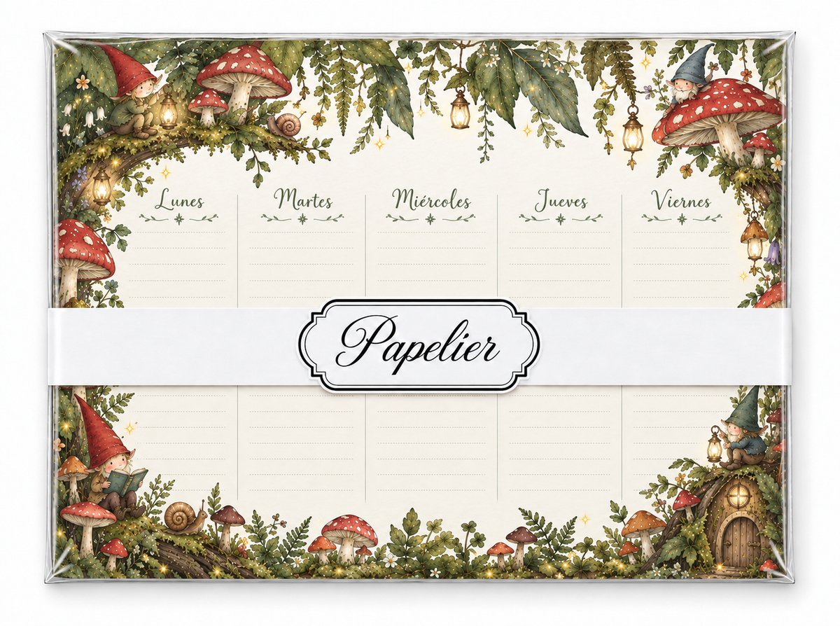 Planner Semanal Duendes y Hongos (para 6 meses)