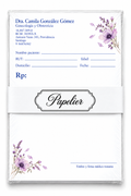 Recetario Personalizado 100 hojas | Ginecología y Obstetricia "Flores moradas"