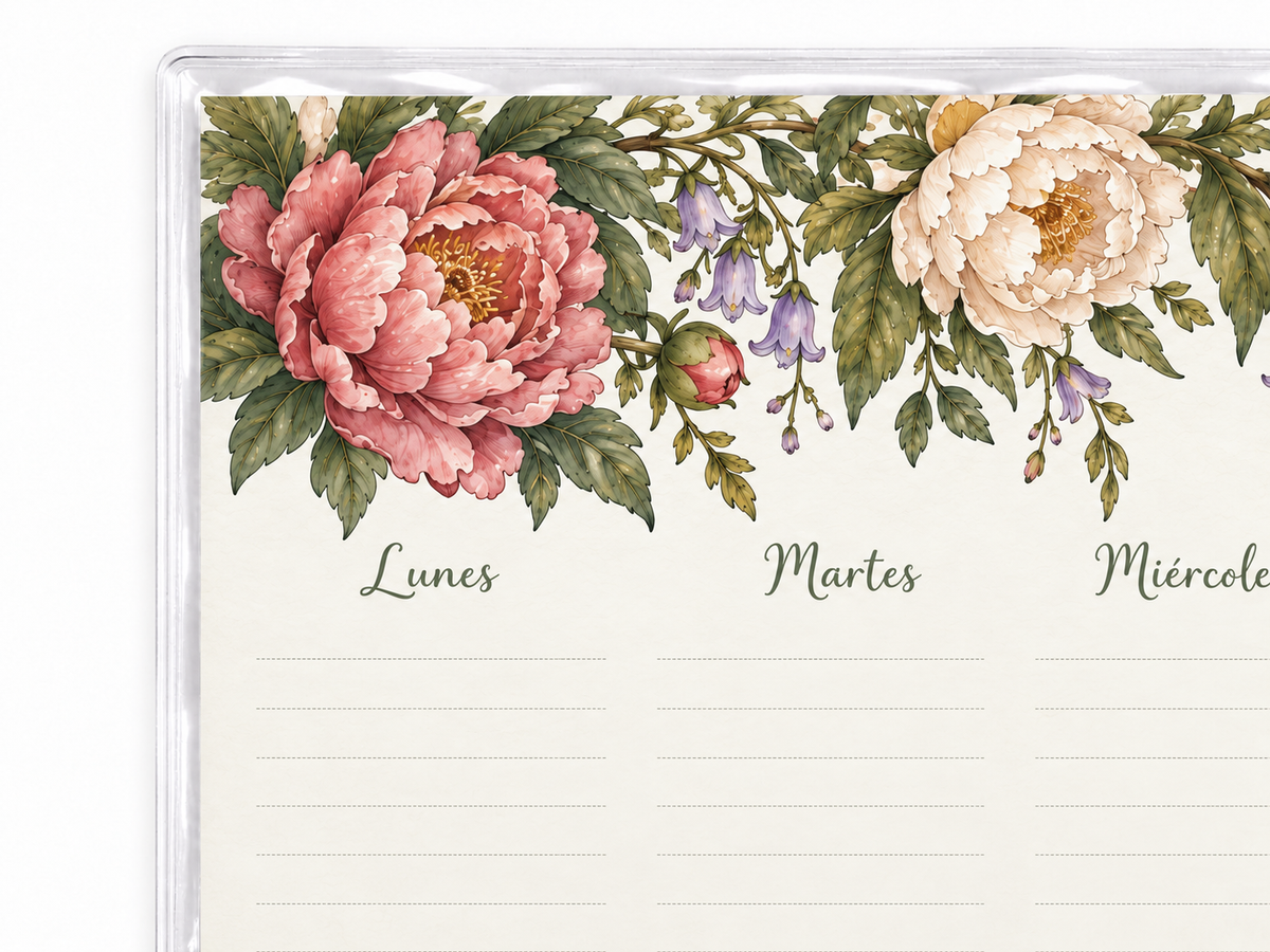 Planner Semanal Flores Peonías (para 6 meses)